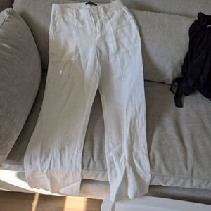 Banana Republic White Linen Blend Casual Chinos